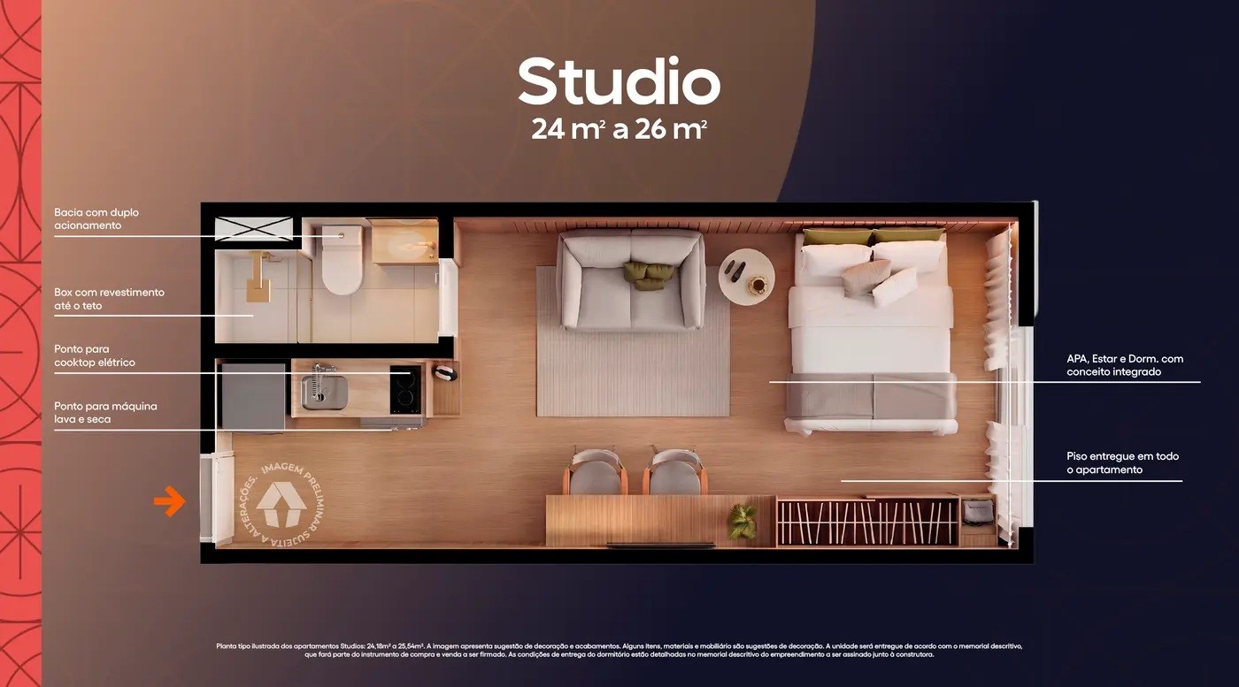Apartamento, 1 quarto, 24 m² - Foto 9